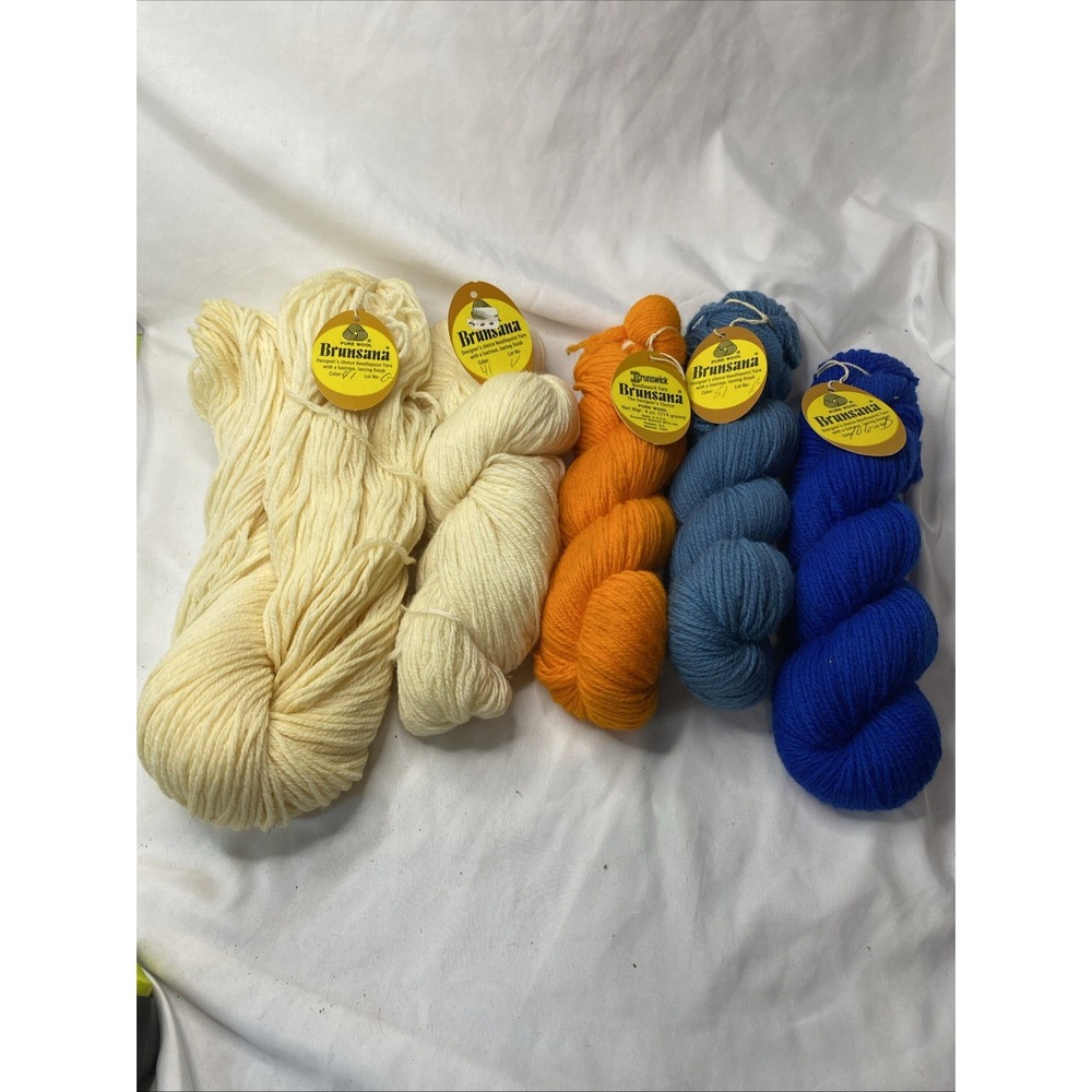 Lot Of 5 Brunswick Brunsana Pure Wool, Cream, Orange, Blue